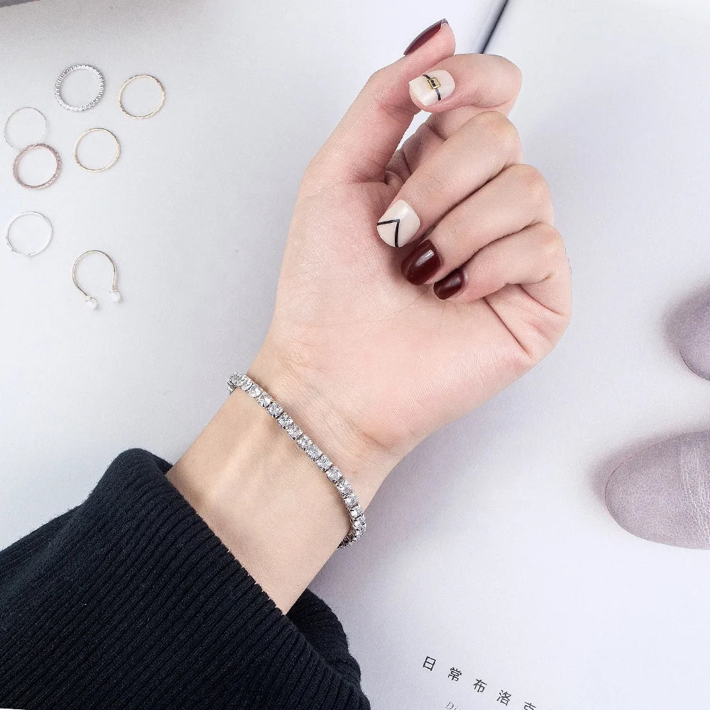 Luxury Custom Diamond Moissanite Zircon Bracelet Women Tennis Bracelet