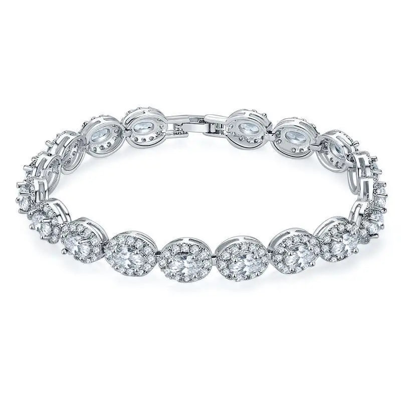 Iced Out Crystal CZ Tennis Bracelets Geometric Vintage Sparkly Big Waterdrop Shape Blue Imitation Diamond Bracelets for Women