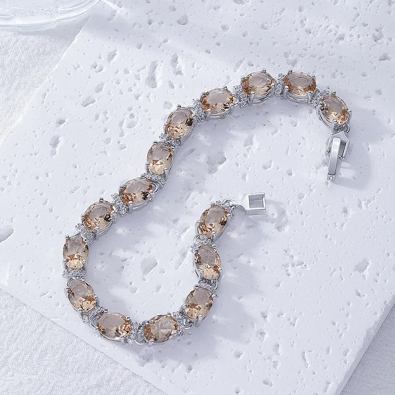 Iced Out Crystal CZ Tennis Bracelets Geometric Vintage Sparkly Big Waterdrop Shape Blue Imitation Diamond Bracelets for Women