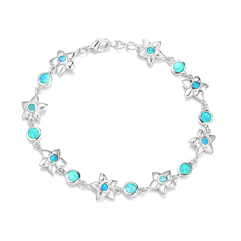 Professional Jewelry Manufacturer OEM Custom New Design Classic 925 Sterling Silver Natural Opal Stone Ladies Bracelets Jewelry